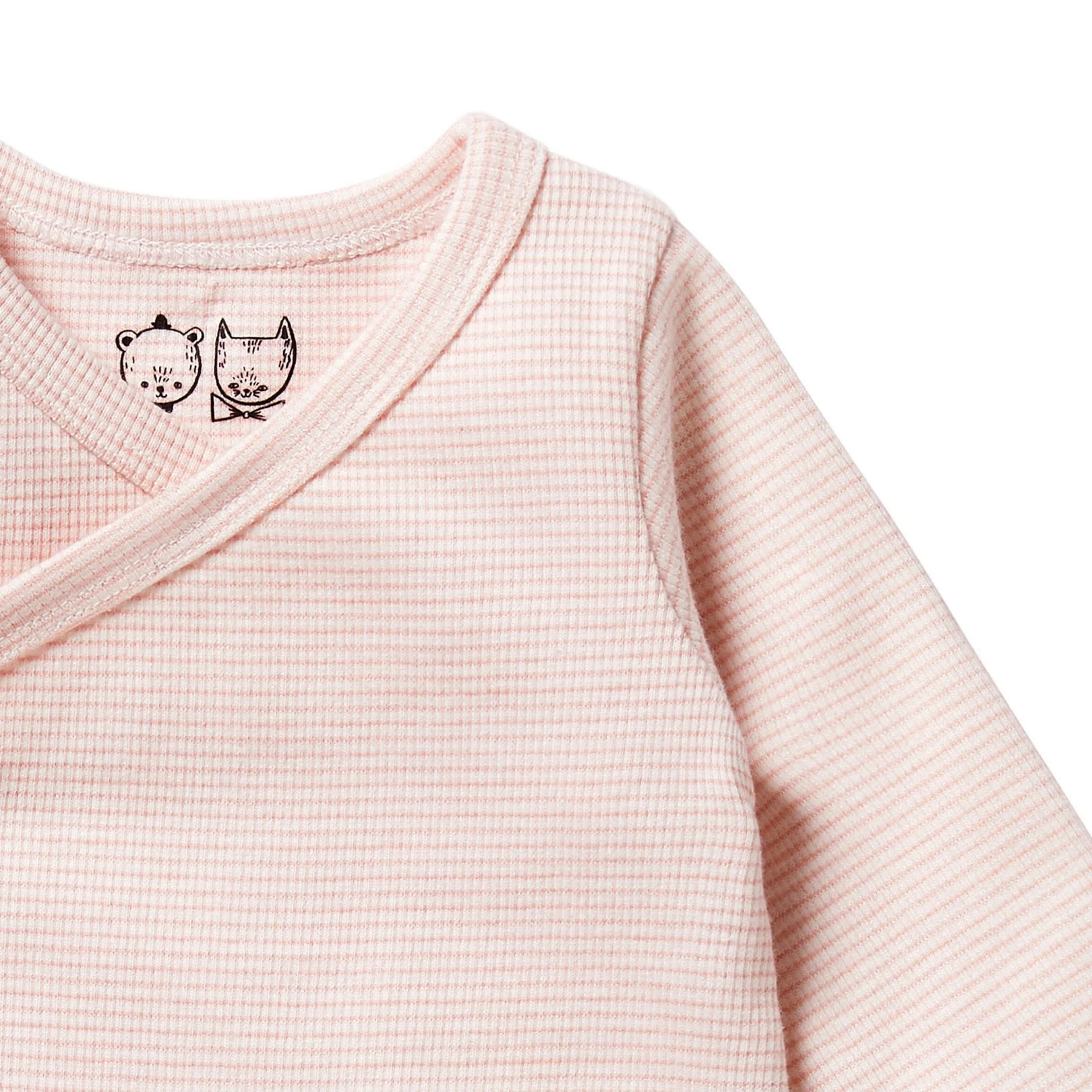 Organic Stripe Rib Kimono Bodysuit - Cantaloupe - Image 3