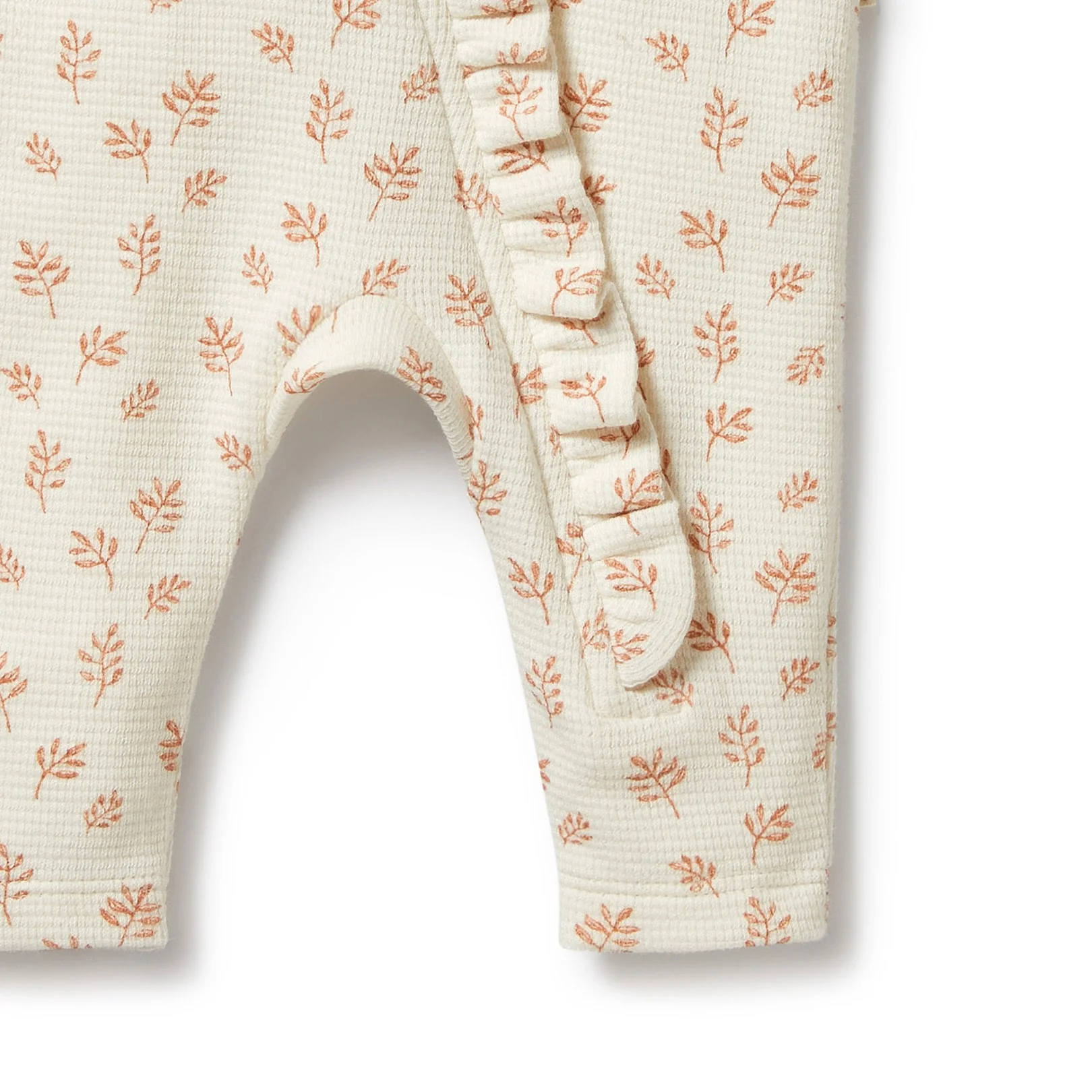 Organic Waffle Ruffle Zipsuit - Winter Bloom - Image 4