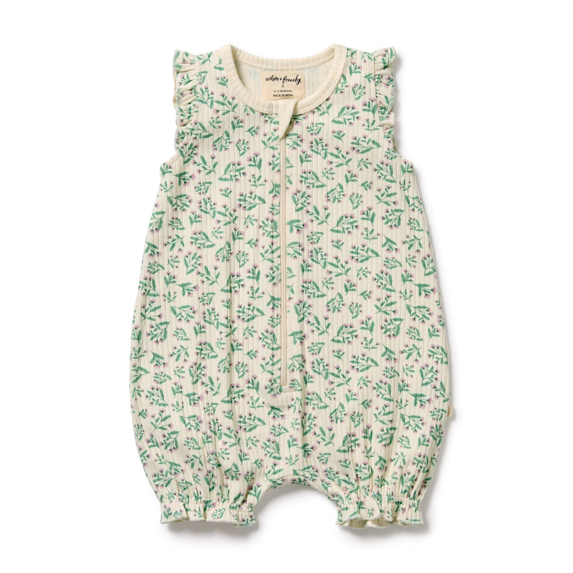 Organic Ruffle Zipsuit - Periwinkle