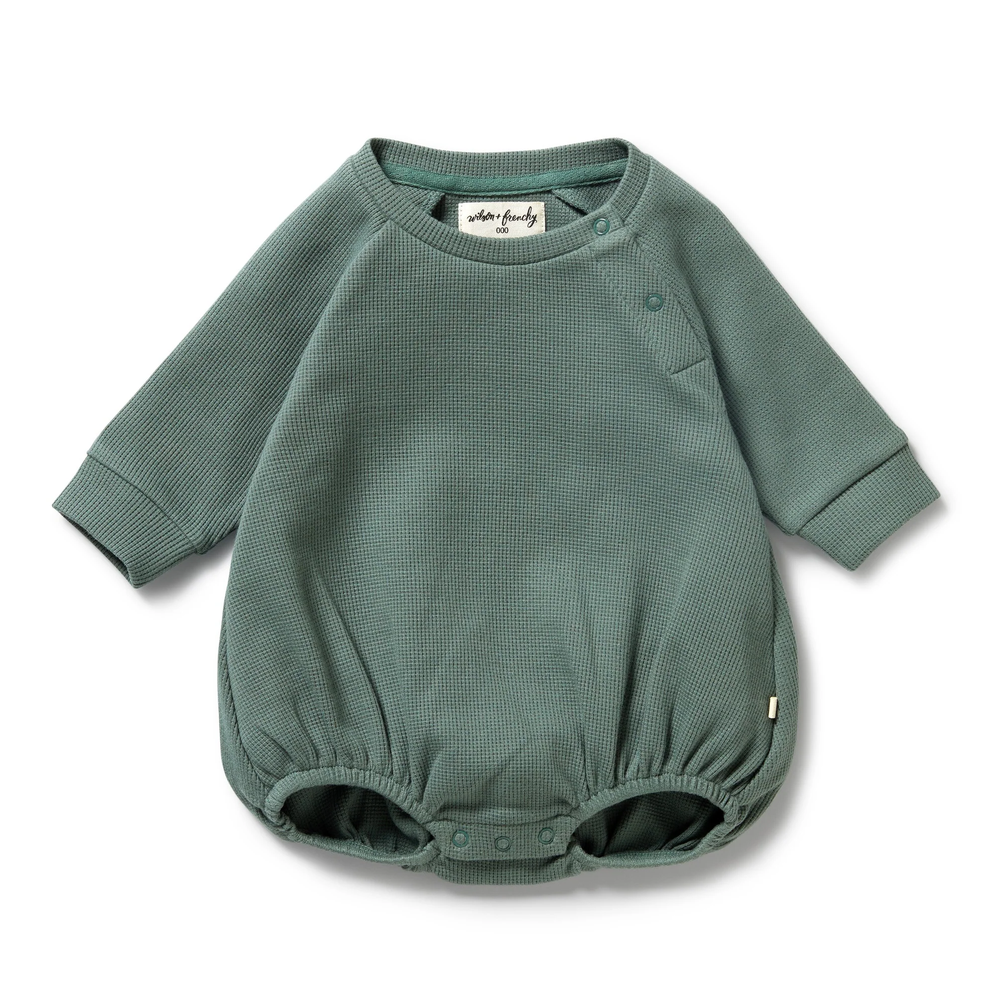 Wilson & Frenchy - Pine Green Organic Waffle Bodysuit
