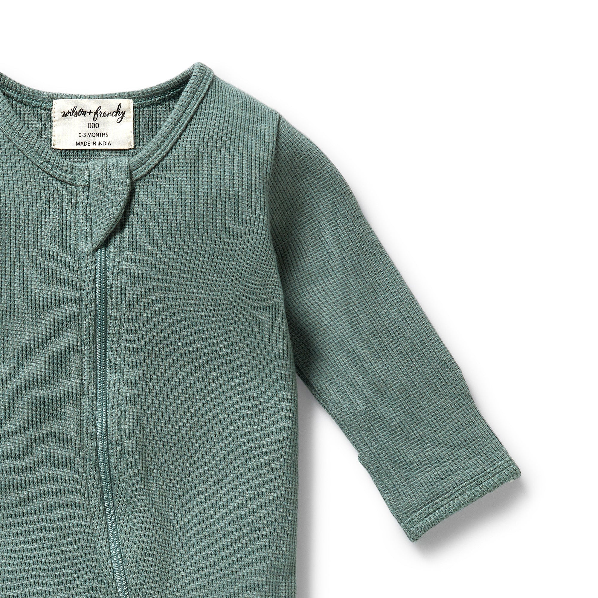 Wilson & Frenchy - Pine Green Organic Waffle Zipsuit - Image 2