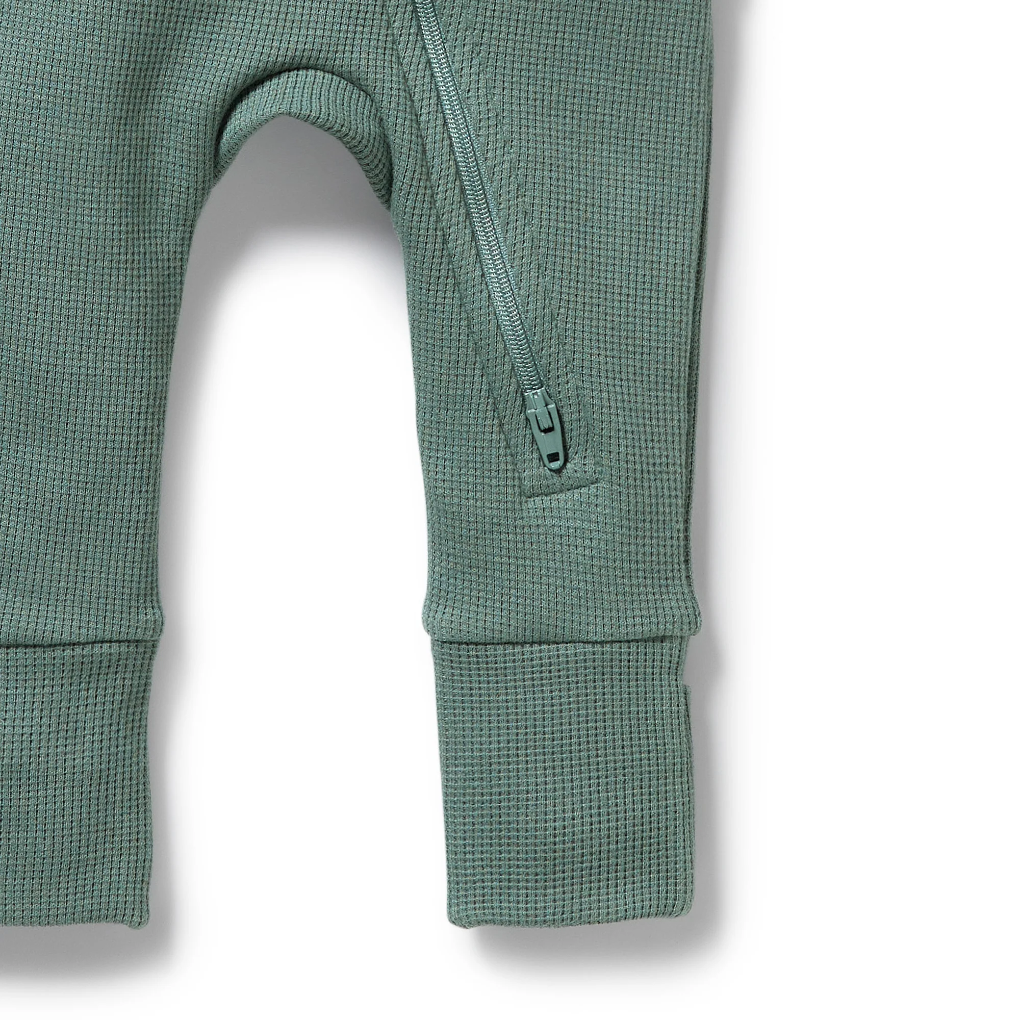 Wilson & Frenchy - Pine Green Organic Waffle Zipsuit - Image 3