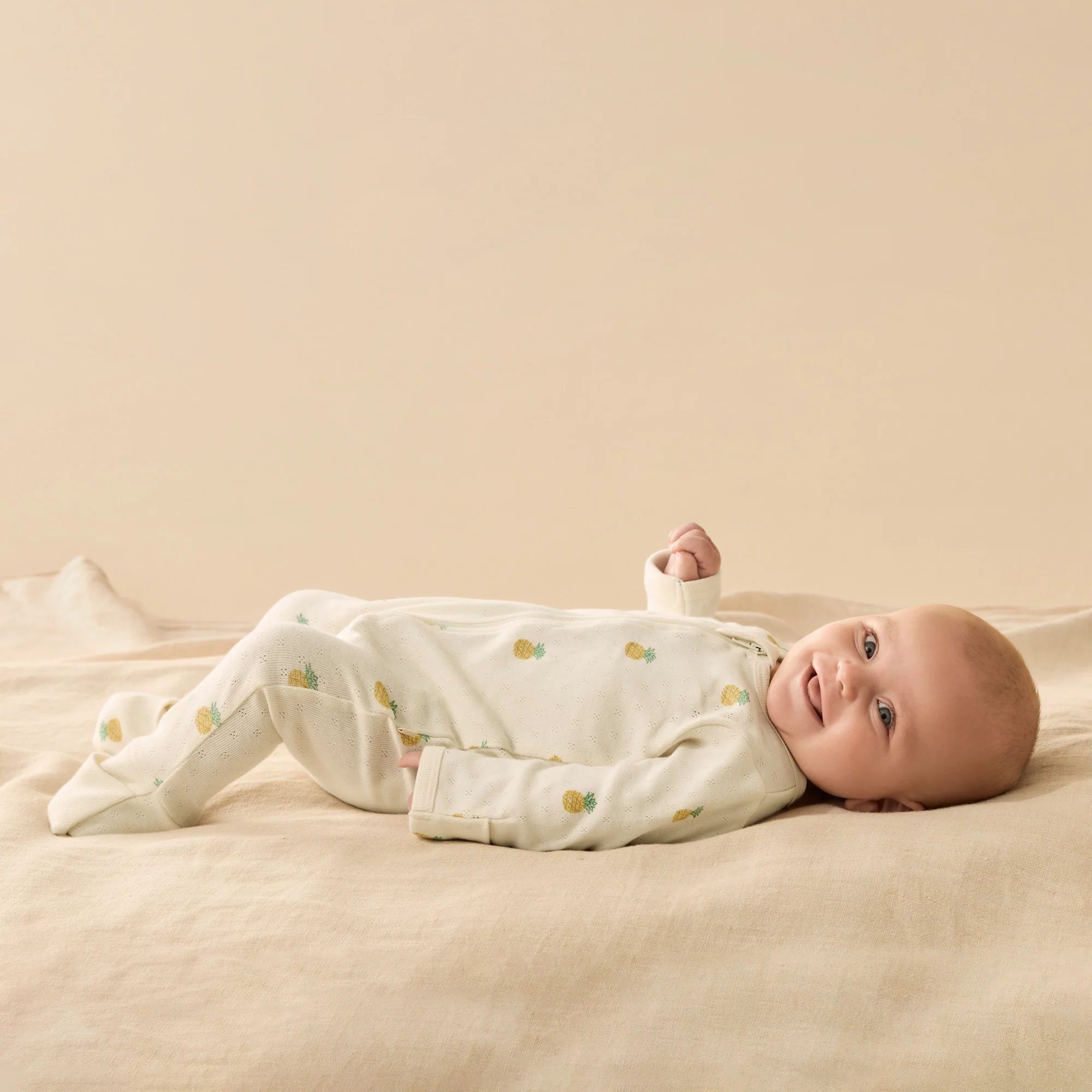 Organic Pointelle Zipsuit with Feet - Piney Pals - Image 2