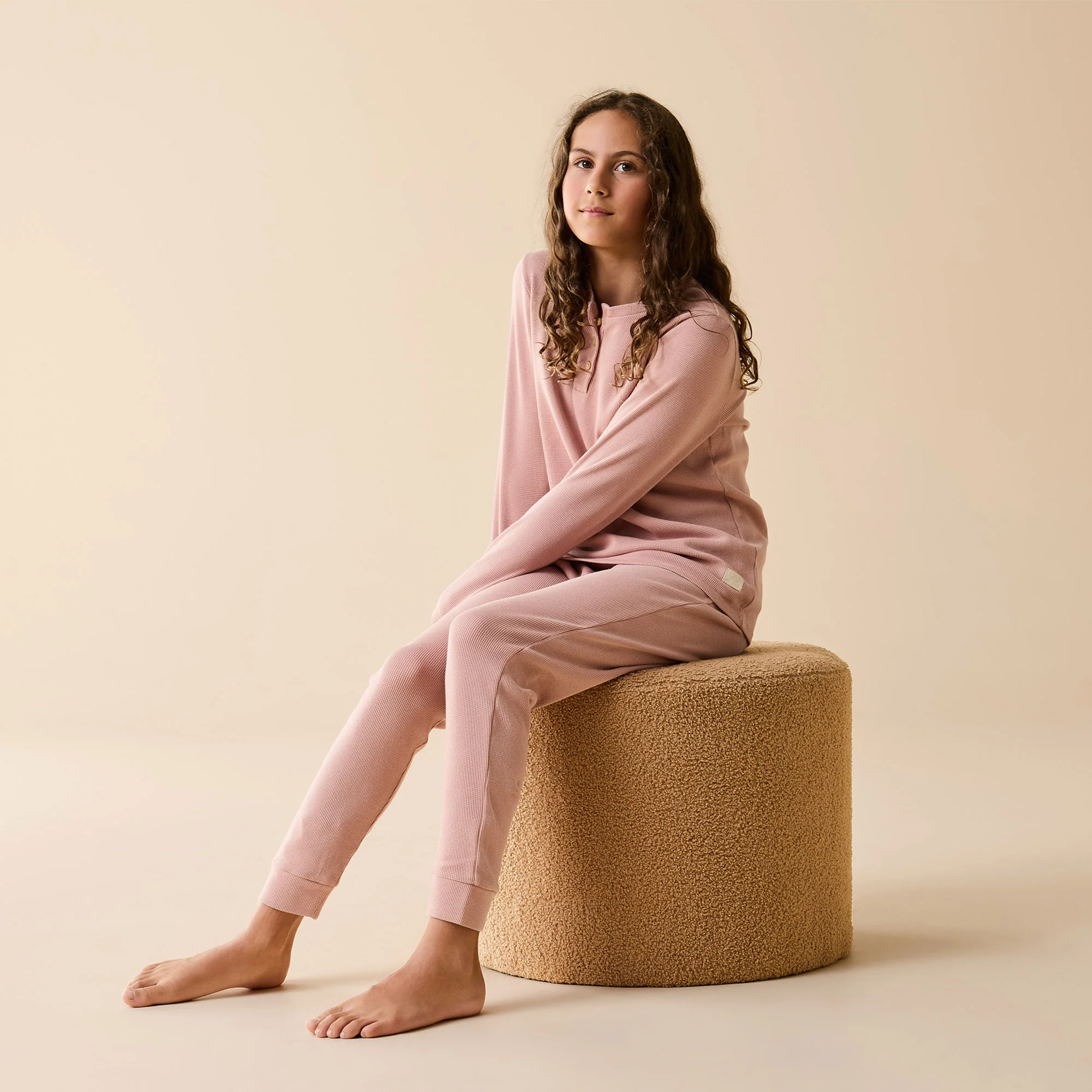 Rose Organic Waffle Henley Pyjamas - Image 5