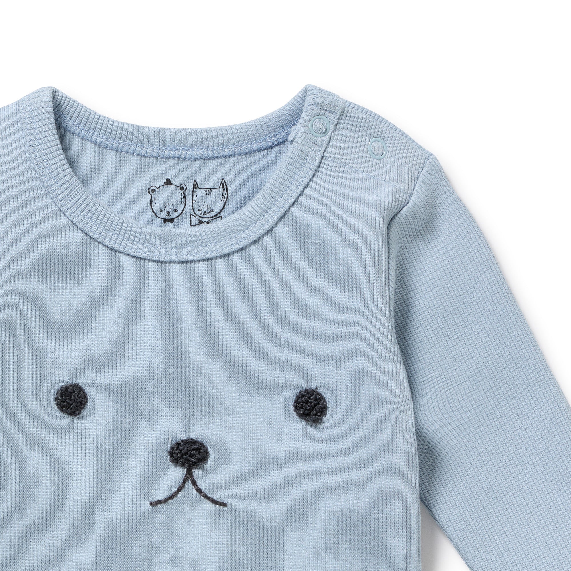 Storm Blue Organic Rib Long Sleeved Pyjamas - Image 5