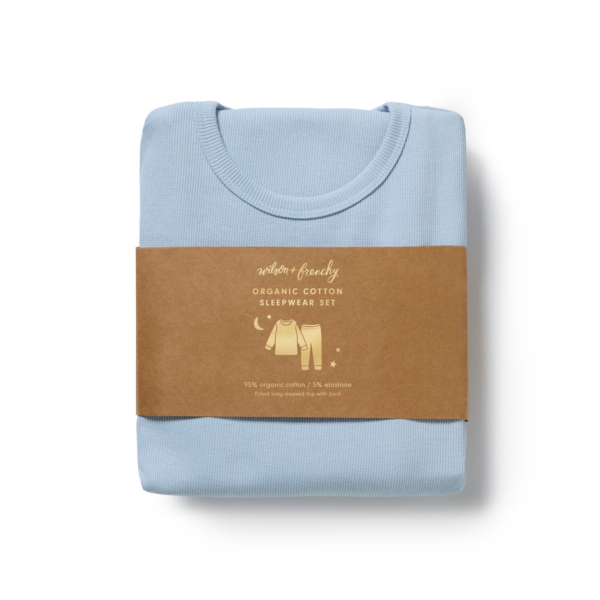 Storm Blue Organic Rib Long Sleeved Pyjamas - Image 6