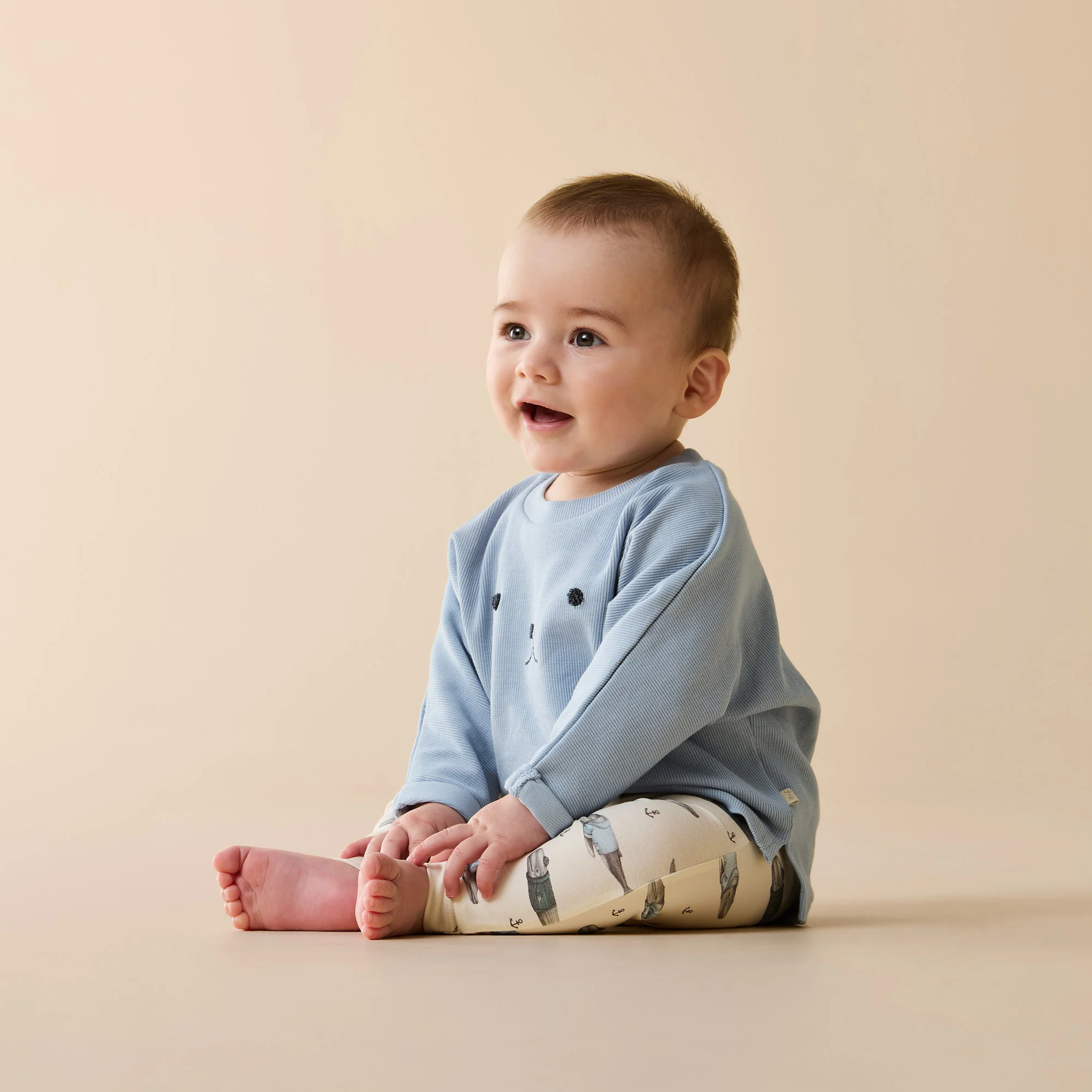 Storm Blue Organic Rib Long Sleeved Top - Image 2
