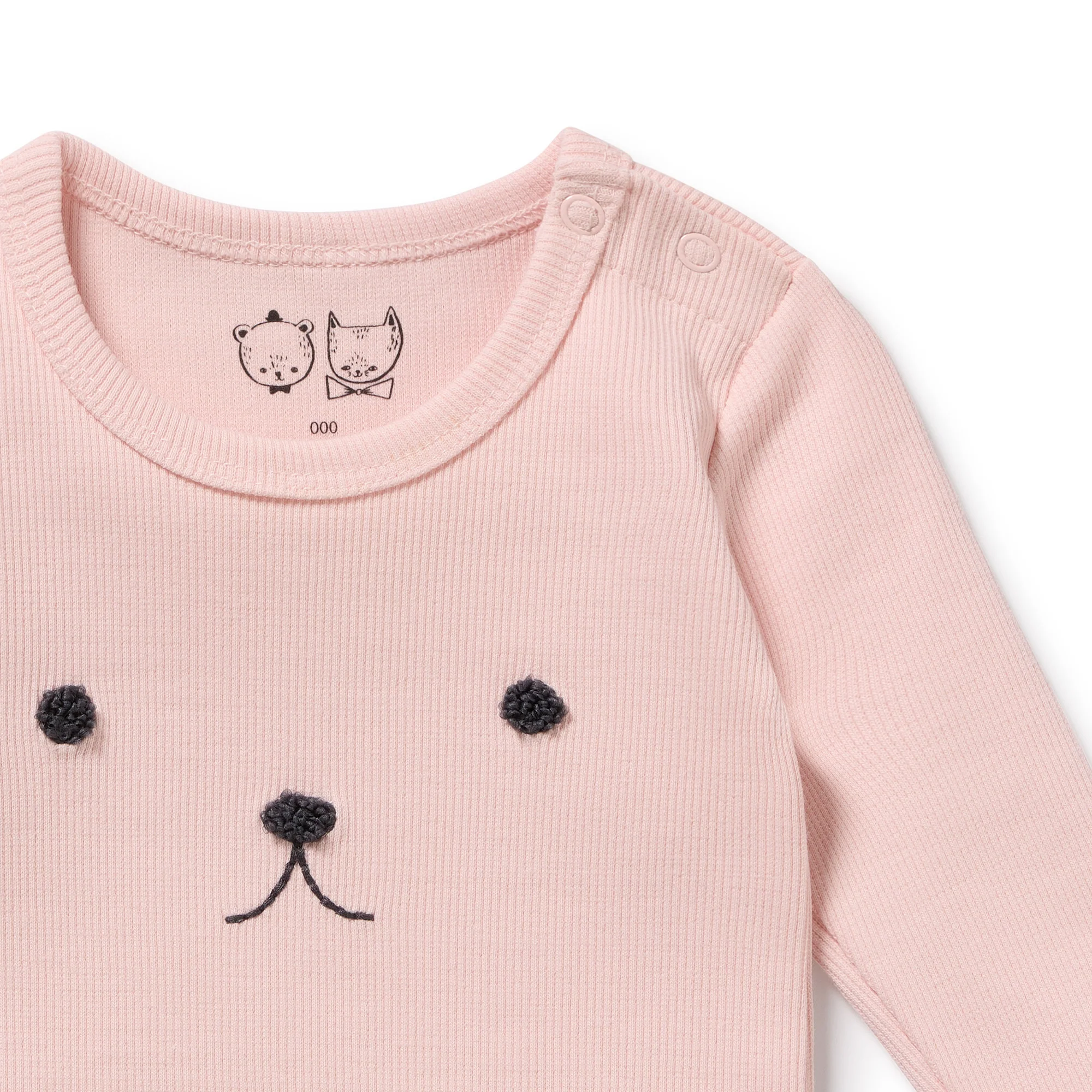 Strawberry Cream Organic Rib Long Sleeved Bodysuit - Image 2