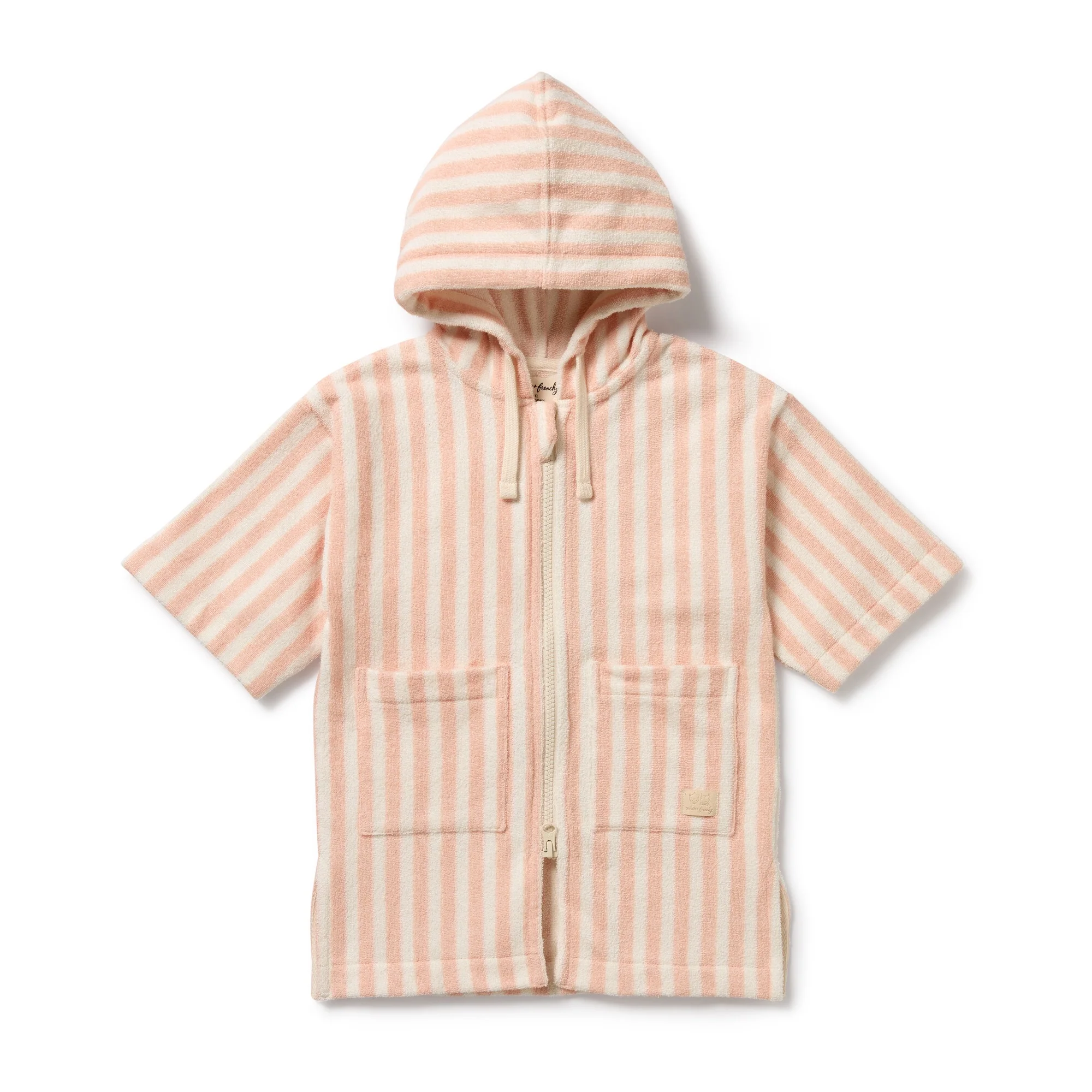 Organic Terry Hooded Towel - Strawberry Wave