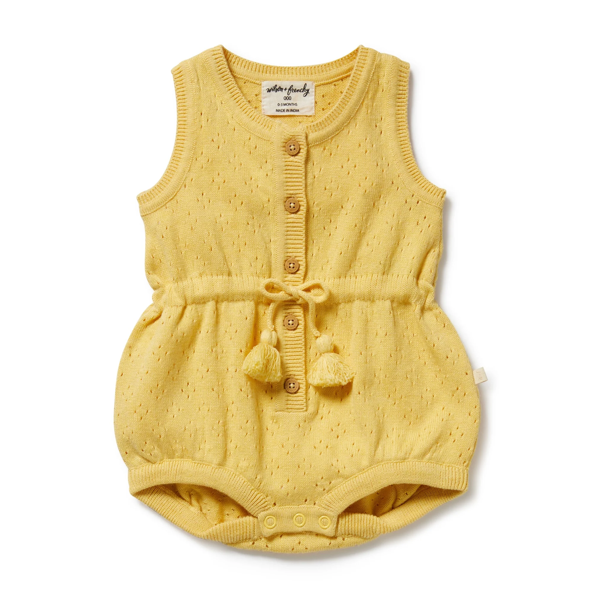 Organic Knitted Tie Bodysuit - Sunny Sorbet