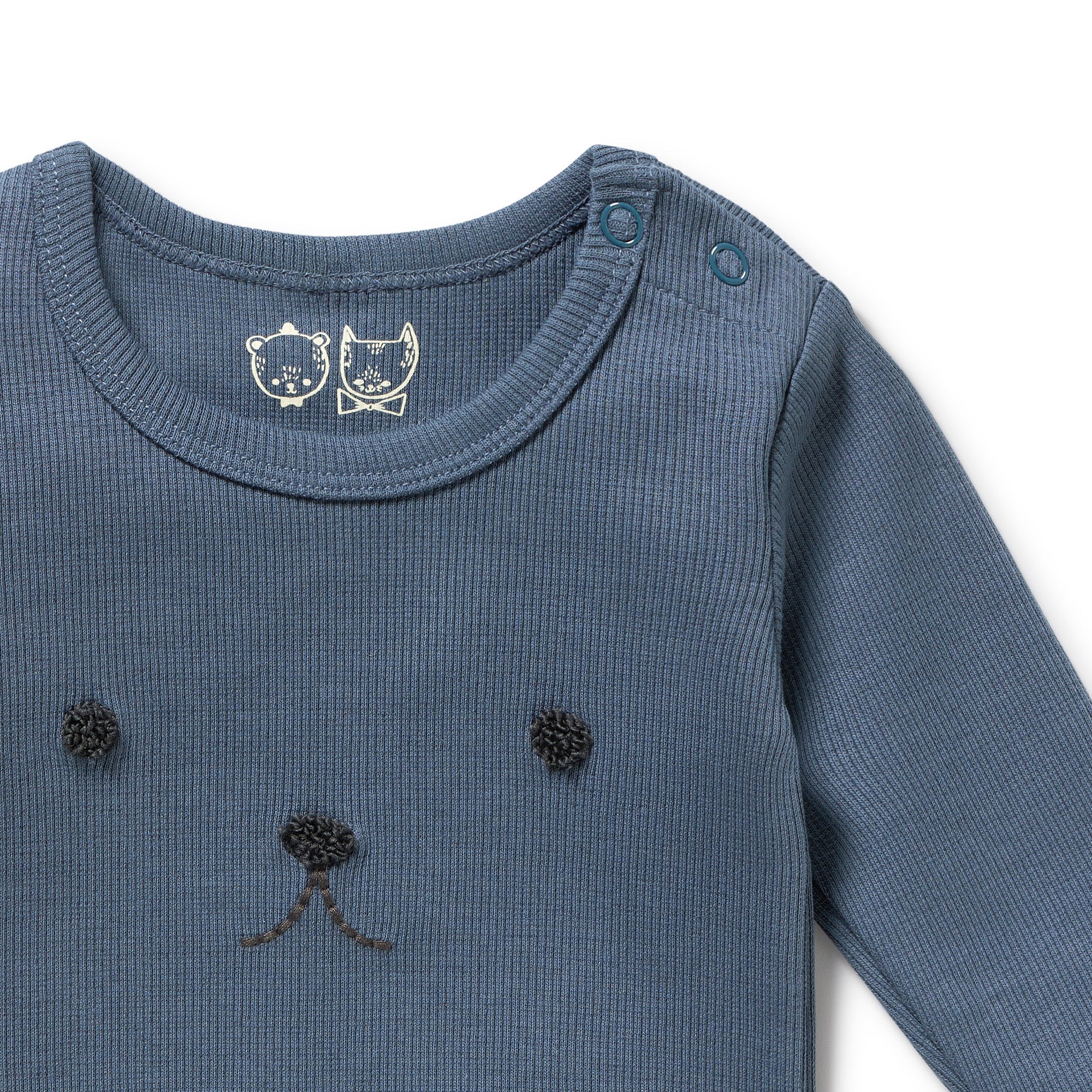 Twilight Blue Organic Rib Long Sleeved Bodysuit - Image 2