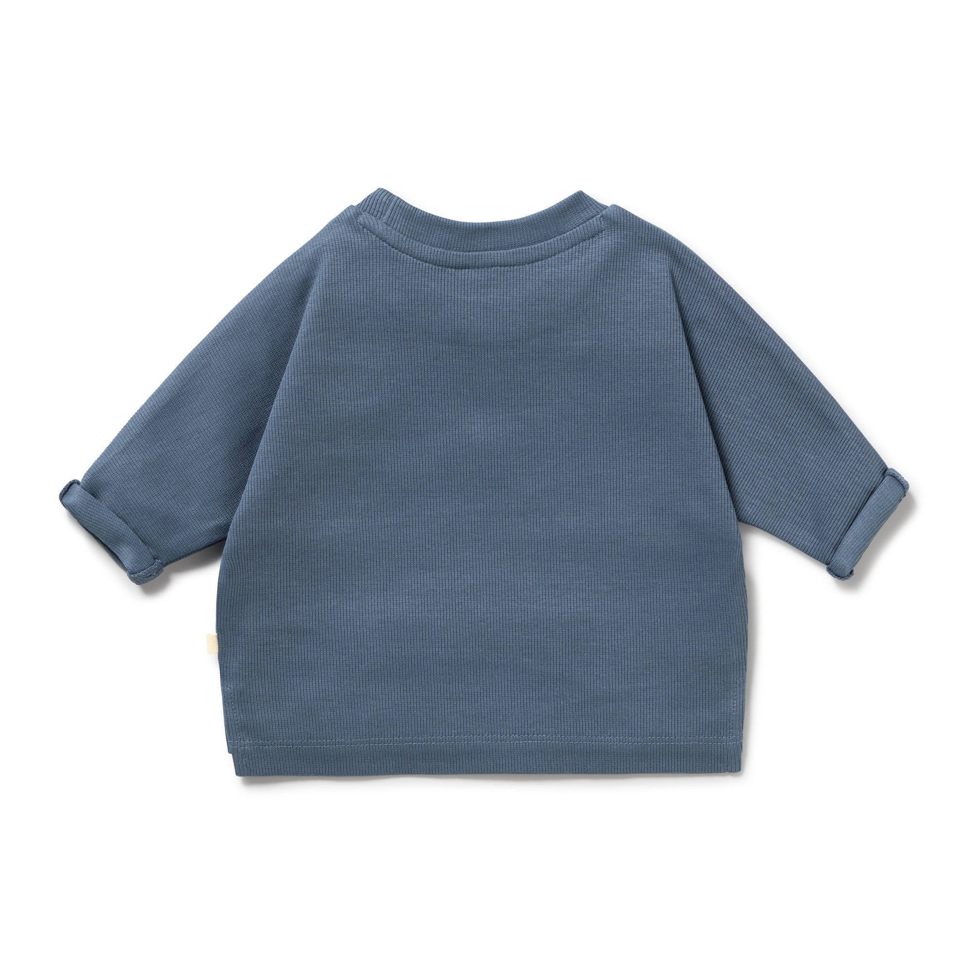Twilight Blue Organic Rib Long Sleeved Top - Image 3