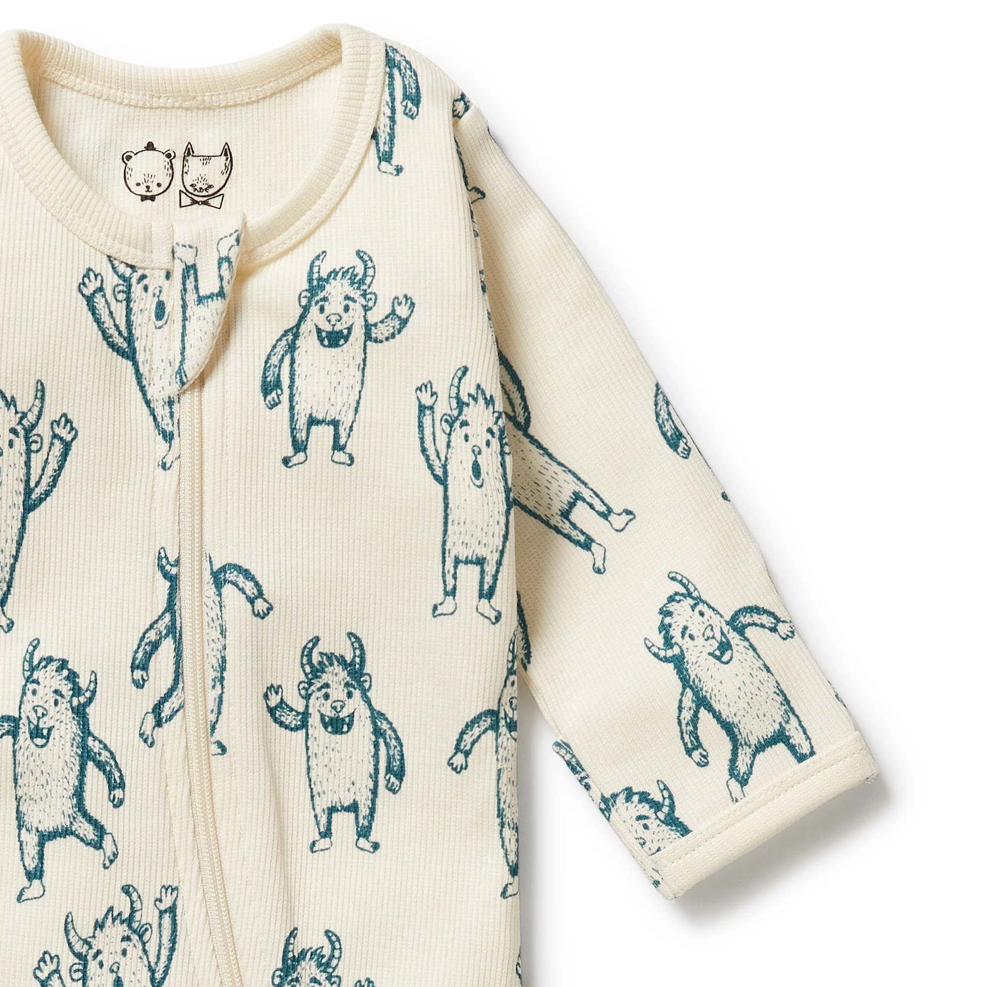 Organic Zipsuit with Feet - Yeti - Image 2