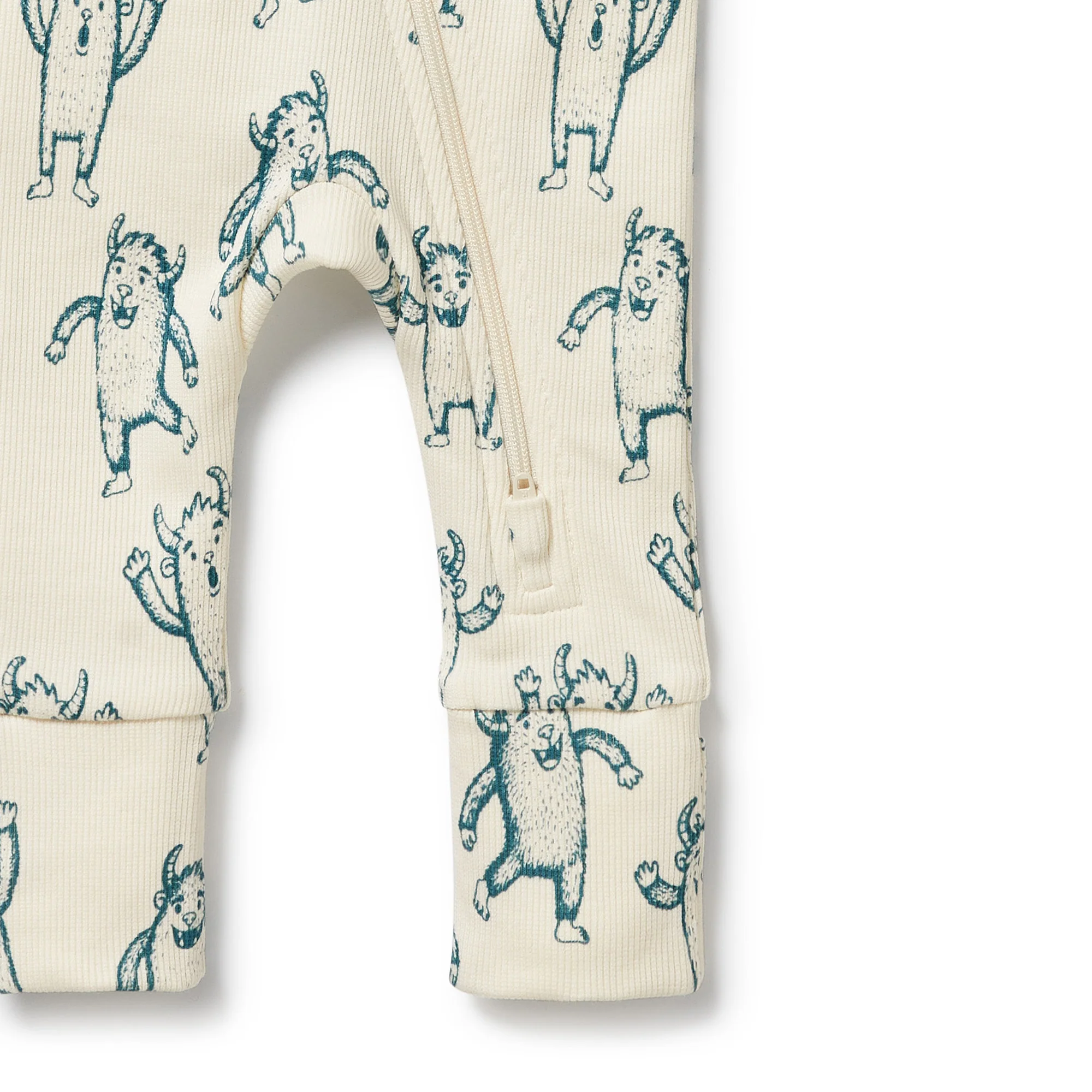 Organic Zipsuit with Feet - Yeti - Image 3