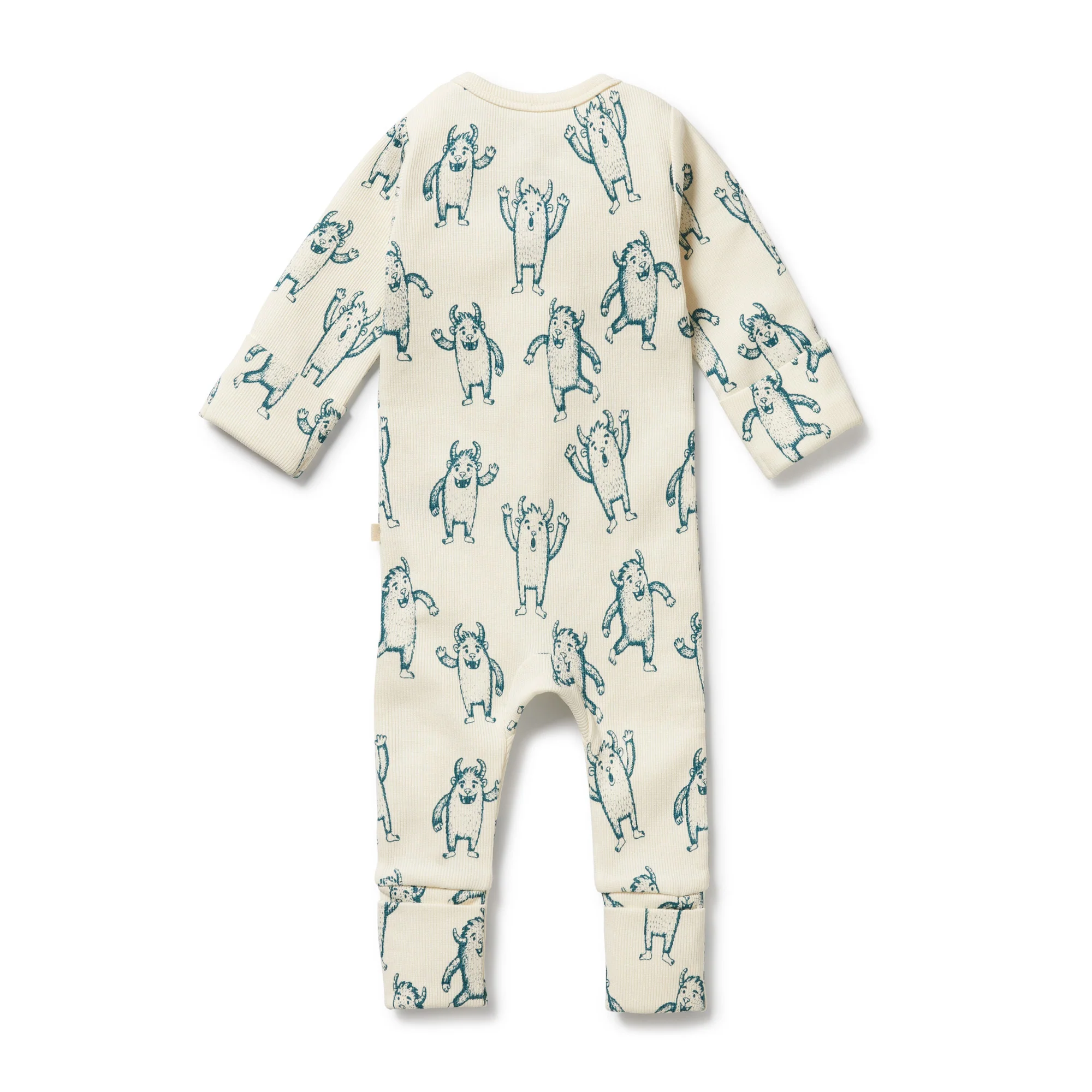 Organic Zipsuit with Feet - Yeti - Image 4