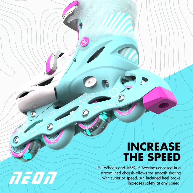 Neon Inline Skates - Teal & Pink - Image 3